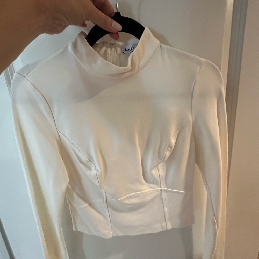 Bebe Cream Long Sleeve Blouse